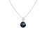 7-8mm Black Cultured Freshwater Pearl Sterling Silver Pendant W/Chain