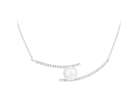7.5-8mm White Cultured Freshwater Pearl Sterling Silver Necklace