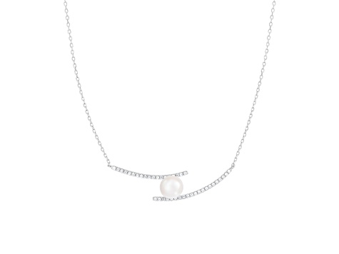 7.5-8mm White Cultured Freshwater Pearl Sterling Silver Necklace
