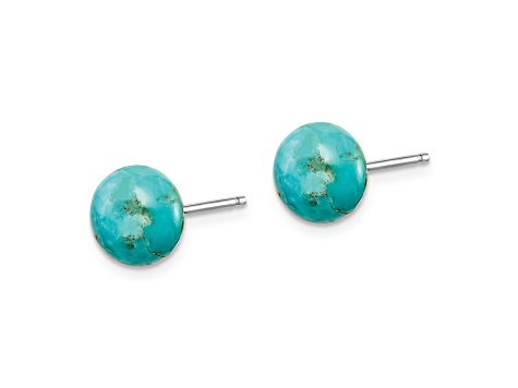 Sterling Silver 8-8.5mm Button Amazonite Post Earrings