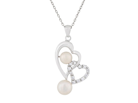 Freshwater Cultured Freshwater Pearl Necklace Rhodium Over Sterling Silver 18-inch Chain Included Freshwater Cultured Freshwater Pearl Necklace Rhodium Over Sterling Silver 18-inch Chain Included
