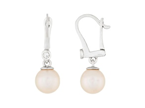 White Cultured Freshwater Pearl 14k White Gold Earrings 7-7.5mm
