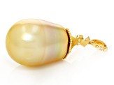 Golden South Sea Cultured Pearl With Diamonds 18k Yellow Gold Pendant