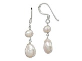 Sterling Silver Polished White Freshwater Cultured Pearl Dangle Earrings