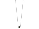 Rhodium Over Sterling Silver 8-9mm Semi-round Tahitian Saltwater Cultured Pearl Necklace