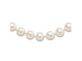 Rhodium Over Sterling Silver  9-10mm White Freshwater Cultured Pearl Necklace