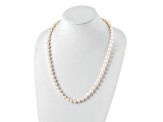 Rhodium Over Sterling Silver  9-10mm White Freshwater Cultured Pearl Necklace