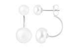 6-10mm White Cultured Freshwater Pearl Rhodium Over Sterling Silver Earrings