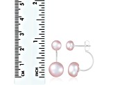 6-10mm Pink Cultured Freshwater Pearl Rhodium Over Sterling Silver Earrings