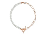 Sterling Statements 14K Rose Gold Over Sterling Silver 4mm Freshwater Pearl X Link Toggle Bracelet