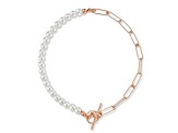 Sterling Statements 14K Rose Gold Over Sterling Silver 4mm Freshwater Pearl X Link Toggle Bracelet