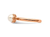 14K Rose Gold Over Sterling Silver Stackable Expressions White Freshwater Cultured Pearl Ring