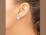 Rhodium Over Sterling Silver 7-8mm White Freshwater Cultured Pearl Cubic Zirconia Post Earrings