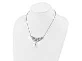 Rhodium Over Sterling Silver Fancy Freshwater Cultured Pearl and Cubic Zirconia Necklace