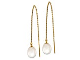 14K Yellow Gold 7-8mm White Rice Freshwater Cultured Pearl Cable Chain Threader Earrings