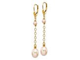 14K Yellow Gold 5-8mm Pink Freshwater Cultured Pearl Leverback Earrings