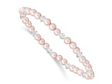 Children's 4mm Pink Shell Bead and Crystal Stretch Bracelet