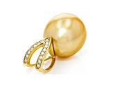 Golden South Sea Cultured Pearl With Diamonds 18k Yellow Gold Pendant