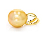 Golden South Sea Cultured Pearl With Diamonds 18k Yellow Gold Pendant