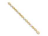 14K Yellow Gold Freshwater Cultured Pearl and Chain 7.75-inch Bracelet