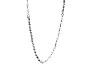 Picture of 4-4.5mm Off-Round White Freshwater Pearl Sterling Silver Station Necklace