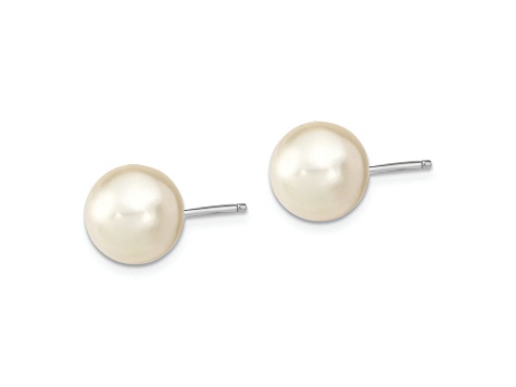 Rhodium Over Sterling Silver 10-11mm White/Pink Imitation Shell Pearl 3 Earring Set