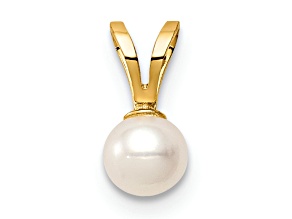 14k Yellow Gold 4-5mm White Near Round Freshwater Cultured Pearl Pendant