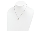 Rhodium Over Sterling Silver 5-6mm White FW Cultured 3-Pearl Cubic Zirconia Necklace