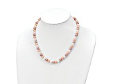 Rhodium Over Sterling Silver Multi-color Freshwater Pearl Necklace/Bracelet/Earring Set