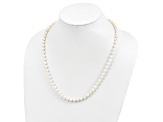 Rhodium Over Sterling Silver 6-7mm White Freshwater Cultured Pearl Necklace