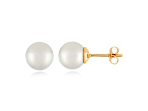 8-9mm Round White south sea earrings in 14k yellow gold