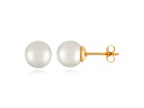 8-9mm Round White south sea earrings in 14k yellow gold