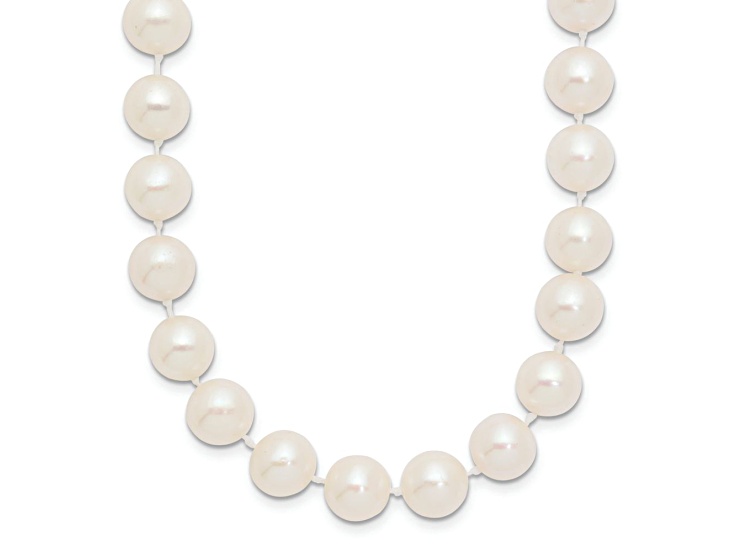 10k Yellow Gold 8-9mm White Near Round Freshwater Cultured Pearl 16 Inch Necklace