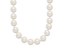 Natural 8-9mm White Freshwater Cultured Round Pearl Necklace – 20 Inch, Handmade, Nickel-Free