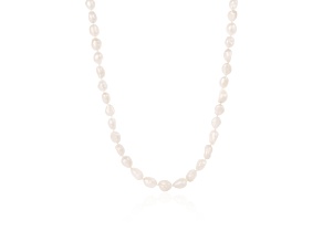 9-10mm White Cultured Freshwater Pearl endless Necklace