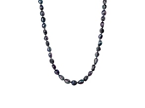 9-10mm Black Cultured Freshwater Pearl endless Necklace