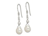 Sterling Silver Polished 7-8mm Freshwater Cultured Pearl Dangle Earrings