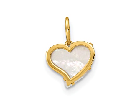 14K Yellow Gold Mother of Pearl Heart Pendant