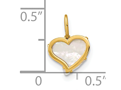 14K Yellow Gold Mother of Pearl Heart Pendant