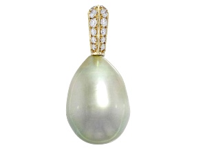 Light Pistachio Cultured South Sea Pearl with 0.16ctw Diamond 14k Yellow Gold Pendant