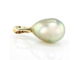 Light Pistachio Cultured South Sea Pearl with 0.16ctw Diamond 14k Yellow Gold Pendant