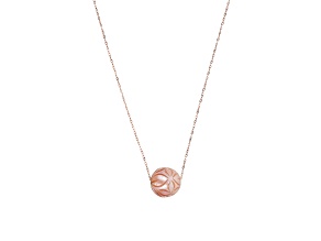 Pink Cultured Freshwater Pearl Carved 14k Rose Gold Necklace
