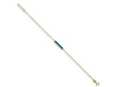 14K Yellow Gold White Mother of Pearl and Teal Color Bar 7-inch Bracelet