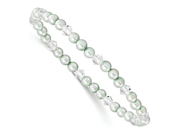 Picture of Children's 4mm Green Shell Bead and Crystal Stretch Bracelet