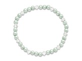 Children's 4mm Green Shell Bead and Crystal Stretch Bracelet
