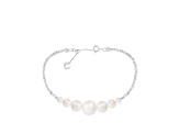 4-4.5mm, 5-5.5mm, 6-6.5mm, and 7-7.5mm White Cultured Freshwater Pearl Silver  Bracelet