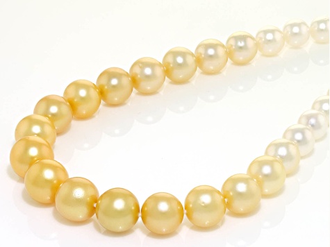 Ombre Cultured South Sea and Cultured Japanese Akoya Pearl 14K Gold 26 Inch Necklace Strand
