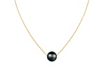 14k Yellow Gold 8mm Cultured Tahitian Pendant, 18"