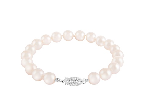 14k White gold 5-6mm Akoya Pearl bracelet