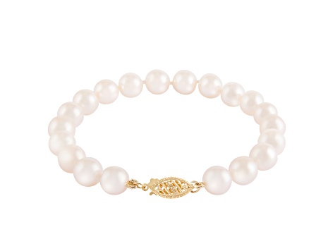 14k Yellow gold 5-6mm Akoya Pearl bracelet